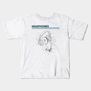 Retro Headphones Diagram Kids T-Shirt